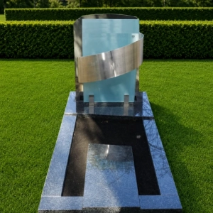 Grafmonument glas met rvs
